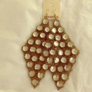 ARDEN B Large flashy gold and rhinestone earrings